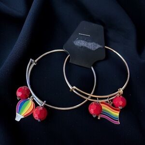 Rainbow Pride expandable charm bangle bracelets